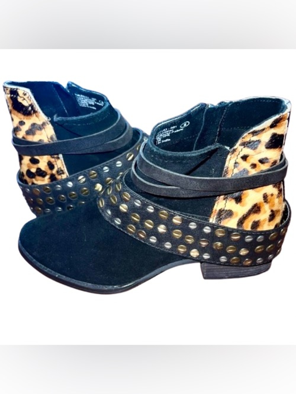 Naughty Monkey | Studded Leopard Print Ankle Booties | Side Zip | Women’s 6
